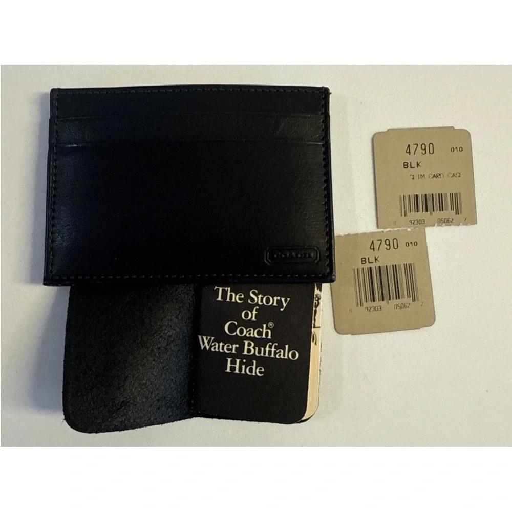 *NWT Coach Vintage Water buffalo Slim card case holder wallet black #4790